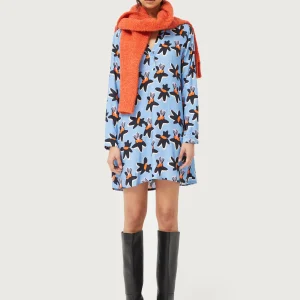 Vestido corto estampado floral Calatea azul