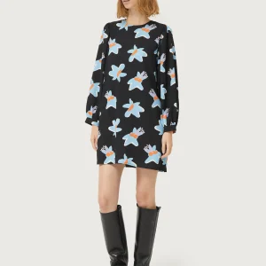 Vestido corto estampado floral Calatea negro