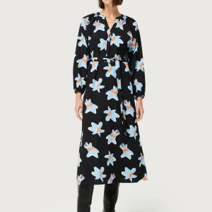 Vestido largo estampado floral Calatea negro