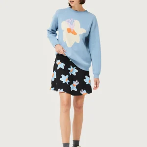 Falda corta estampado floral Calatea negro