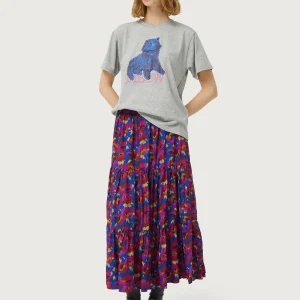 Camiseta con print de gato gris