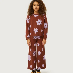 Jersey de niña estampado flores marrón