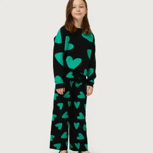 Jersey de niña estampado de corazones negro