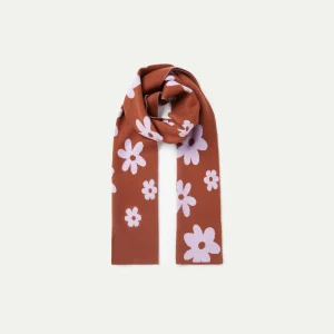 Bufanda de niña estampado flores marrón