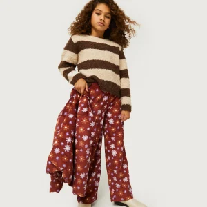 Jersey de niña rayas marrones