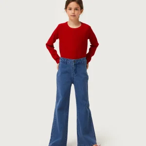 Jeans largos de niña rectos azules