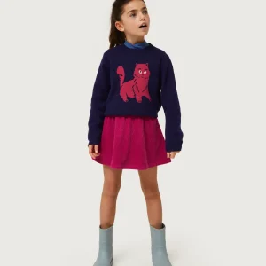 Falda corta de niña de pana fucsia