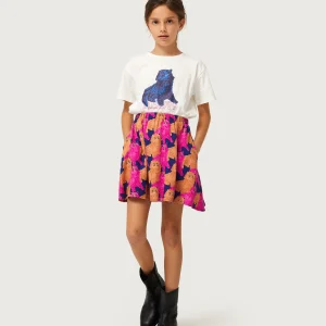 Falda corta de niña con estampado de gatos