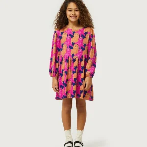 Vestido corto de niña con estampado de gatos