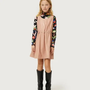 Vestido de niña de piel sintética beige