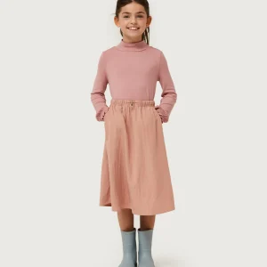 Falda midi de niña en tejido técnico rosa