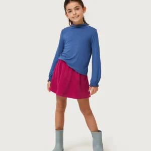 Top de niña cuello alto azul