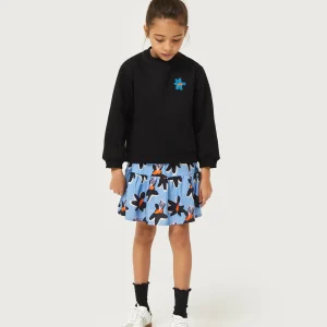 Falda corta de niña estampado floral Calatea azul