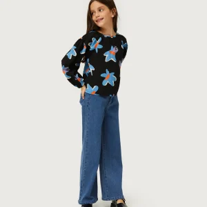 Top de niña estampado floral Calatea negro