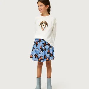 Camiseta de niña con print de perro estampado floral