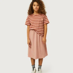 Camiseta de niña rayas parche de flor marrón