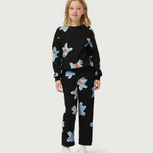 Sudadera de niña estampado floral Calatea negro