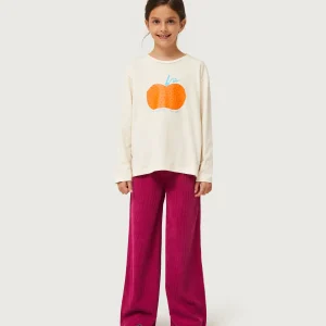 Camiseta de niña con print de calabaza blanca