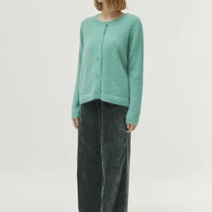 Cárdigan de punto con textura turquesa