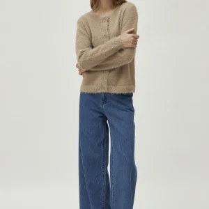 Cárdigan de punto con textura beige