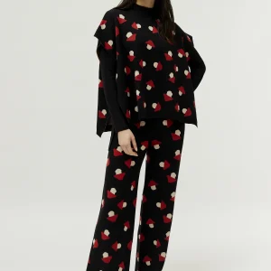 Chaleco de punto jacquard estampado de setas negro