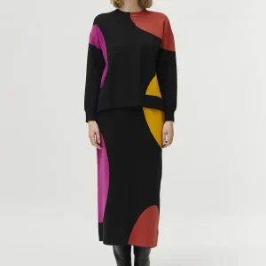 Jersey de punto jacquard estampado de círculos