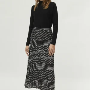 Jersey evasé cuello mock negro