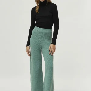 Pantalón ancho de punto verde