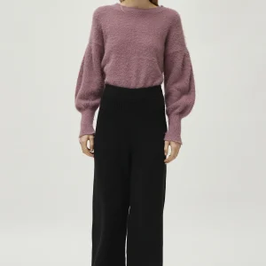 Pantalón ancho de punto negro