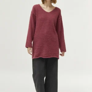 Jersey largo cuello pico marrón