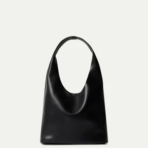 Bolso shopper de hombro piel sintética negro