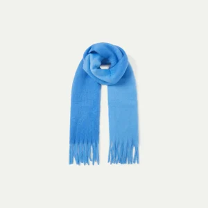 Bufanda oversize con flecos azul