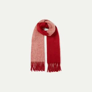 Bufanda oversize con flecos tonos rojos