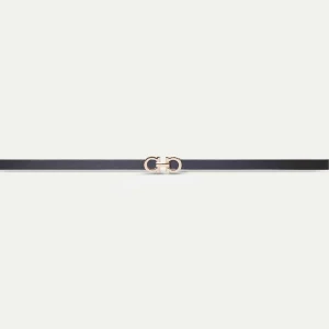 Cinturón fino hebilla metálica negro