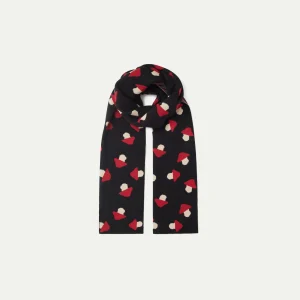 Bufanda de punto jacquard estampado de setas negro