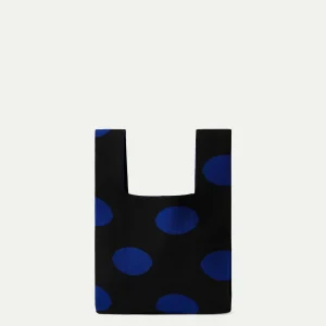 Bolso de mano estampado de lunares azules