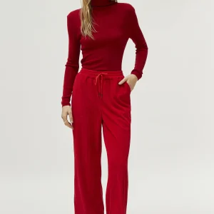 Pantalón de pana cintura elástica rojo