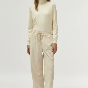 Pantalón de pana cintura elástica blanco