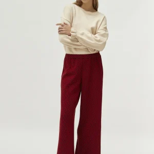 Pantalón de punto estampado jacquard rojo