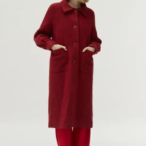 Abrigo midi de bouclé rojo