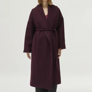 Abrigo midi abierto burdeos