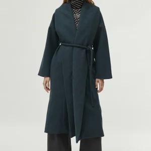 Abrigo midi abierto verde