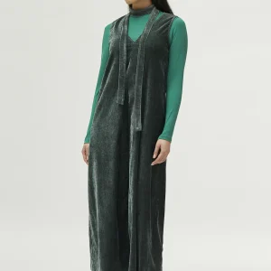 Vestido largo de chenilla verde