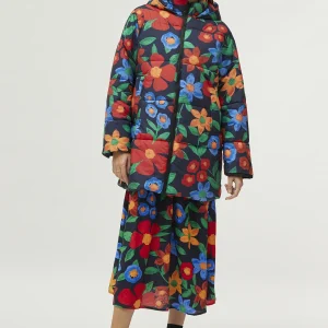 Abrigo acolchado estampado floral multicolor