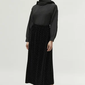 Falda larga de terciopelo negra