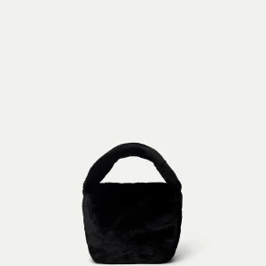 Bolso de mano pelo sintético negro