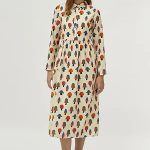 Vestido midi estampado de setas multicolor