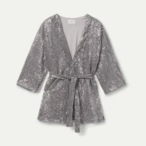 Chaqueta kimono con lentejuelas silver