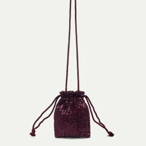 Bolso de mano de lentejuelas burdeos