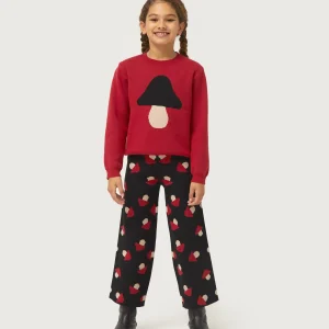 Jersey de niña de punto jacquard con print de seta